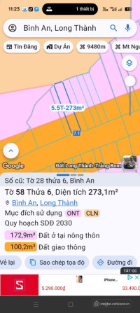 Bán 273m mặt tiền 769 Sân Bay Long Thành (Bình Sơn, Bình An)