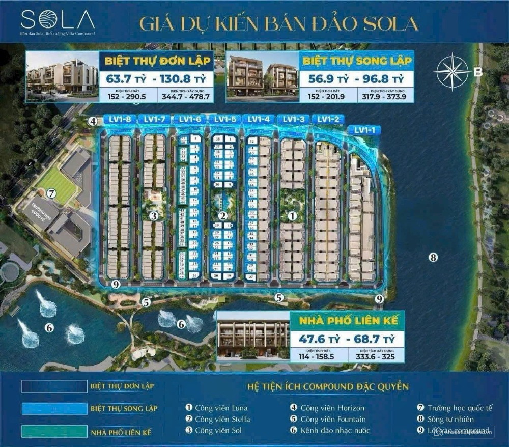 Bán đảo Sola- khu nhà phố compound riêng biệt tại Global City