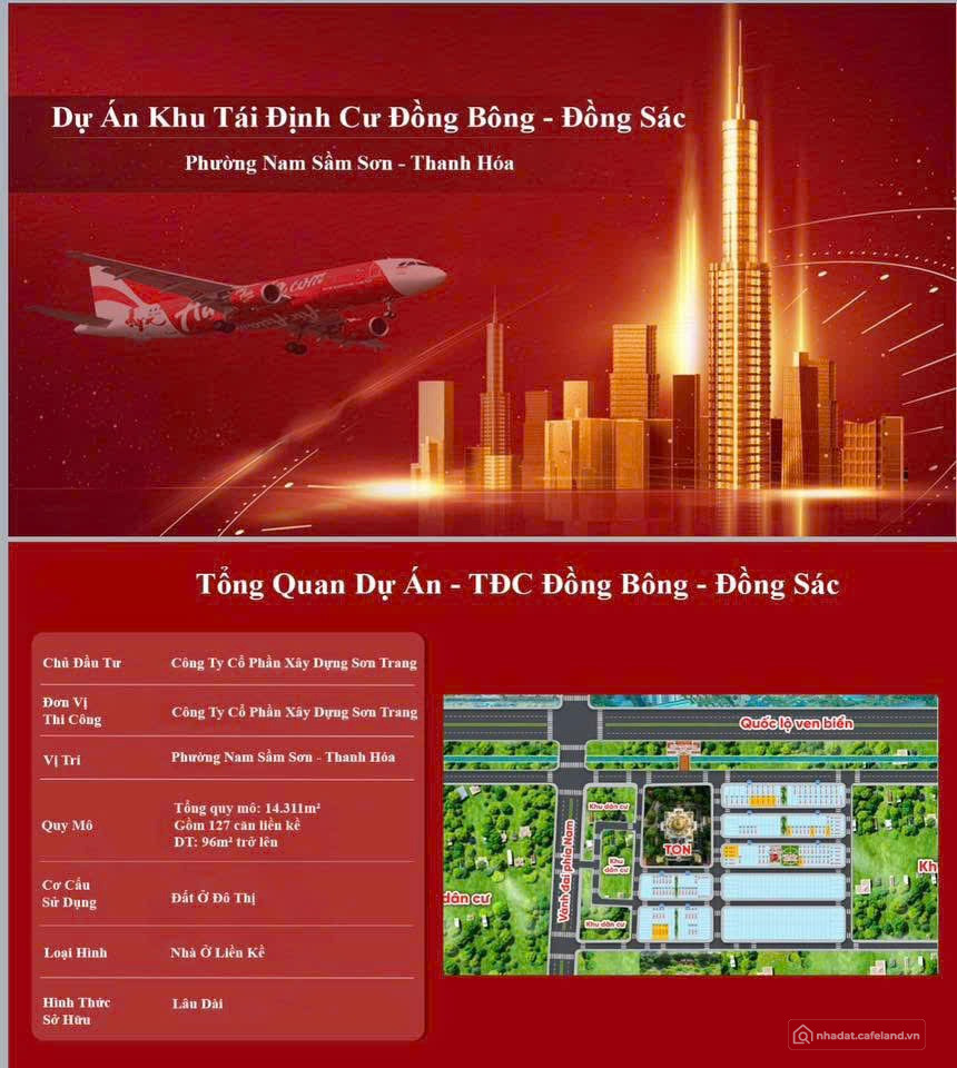 Dự án nhà liền kề xây thô khu TĐC Ven Biển Nam Sầm Sơn, quy mô 12.900m2