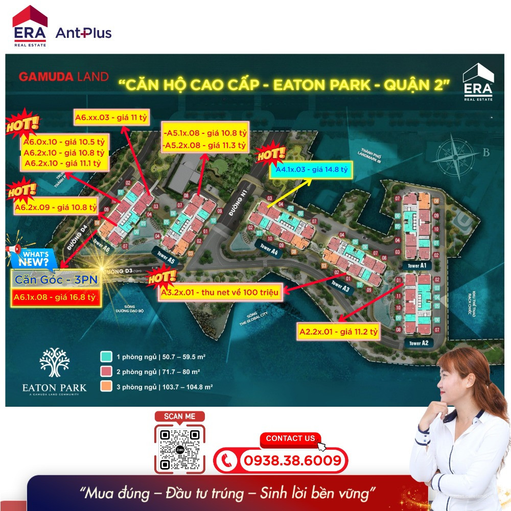 Eaton Park - chủ nhà bán nhanh - Tháp A6.2x.09 - căn 2PN - view pháo hoa Quận 1