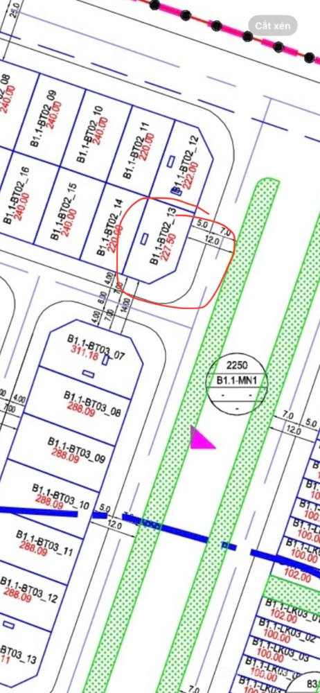CC gửi bán biệt thự lô góc KDT Thanh Hà đường 46m diện tích 227,5m2 giá đầu tư