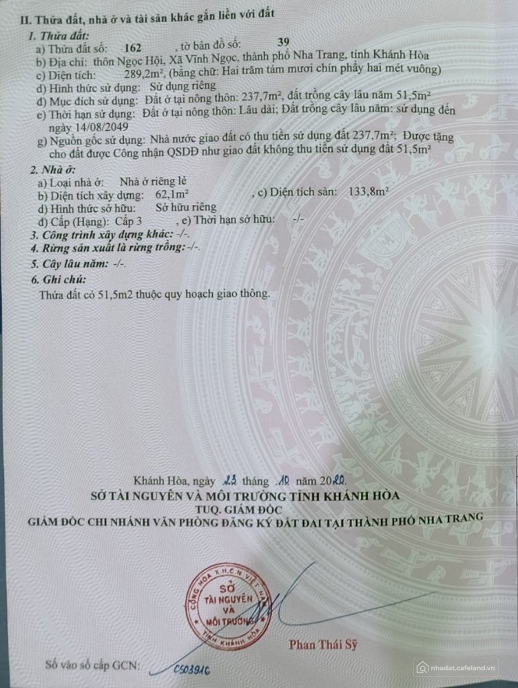 Bán 2 căn nhà có vườn, phố Lương Định Của, Vĩnh Ngọc, Nha Trang