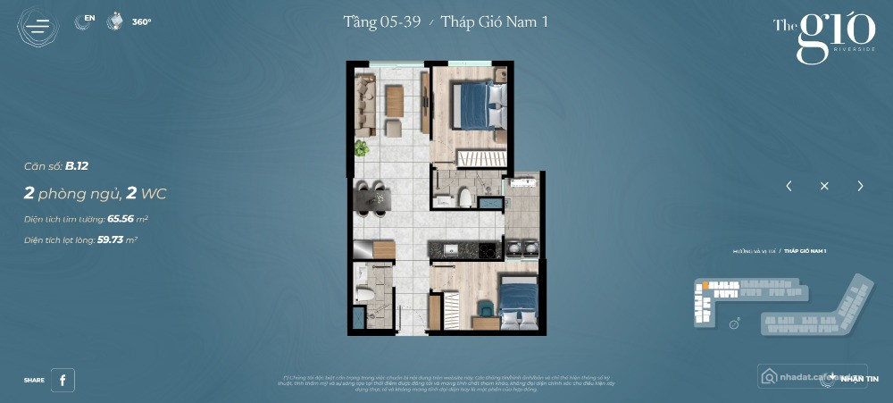 CĂN GÓC 2PN ĐẸP NHẤT – VIEW SÔNG 3 HƯỚNG Sông Ngọc –Sông Đồng Nai – TP. Biên Hòa