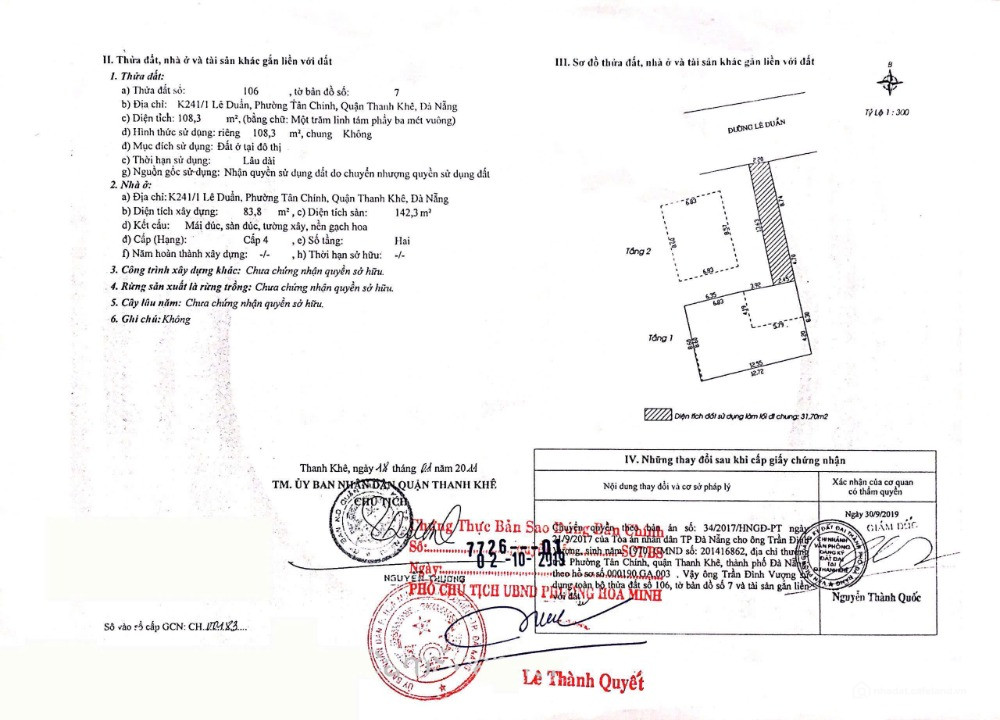 Chính chủ rao bán nhà tại đường Lê Duẩn - TP Đà Nẵng; DT đất 109 m2; giá 14,2 tỷ