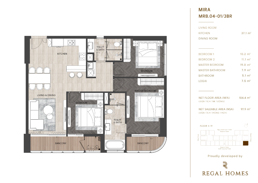 Bán căn hộ 3PN ban công ĐN view sông view biển giá cực tốt!!!
