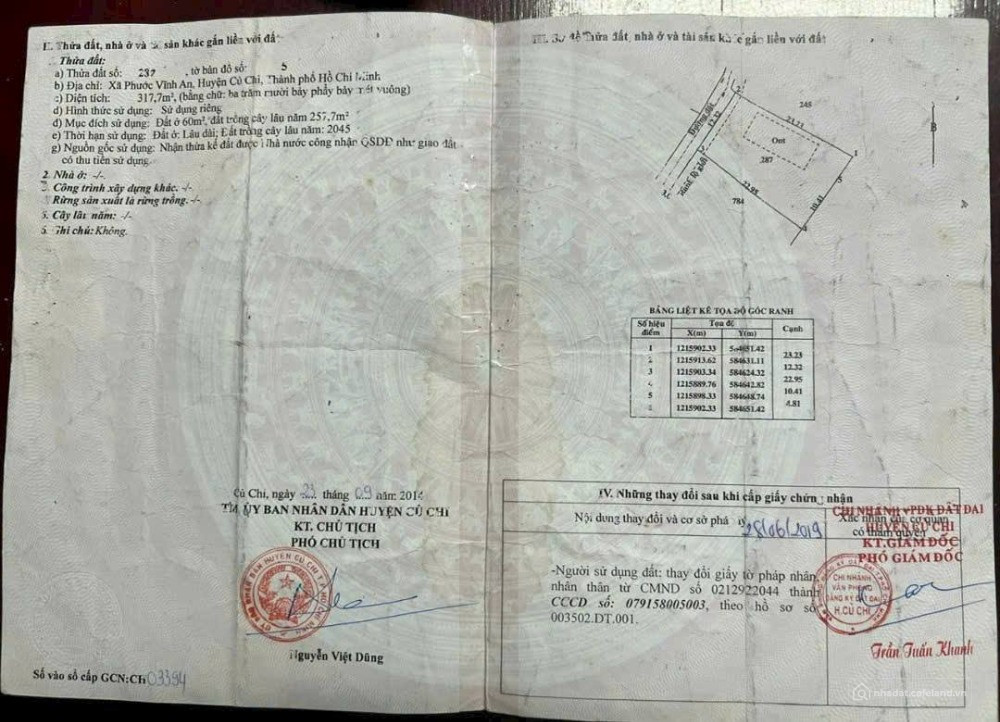 bán nhà vườn diện tích 318m2 đã có 190m thổ cư xã củ chi