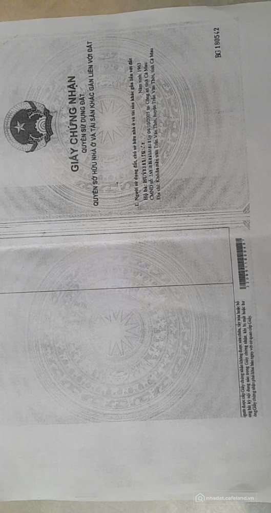 Bán gấp đất trung tâm Trần Văn Thời - Cà Mau - 110m2 - Giá chỉ 1.2tỷ