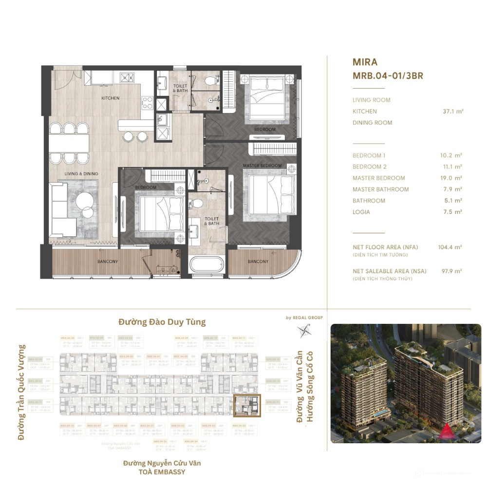 Bán căn hộ 3PN2VS view sông, view biển tại Tổ hợp căn hộ hạng sang Regal Complex