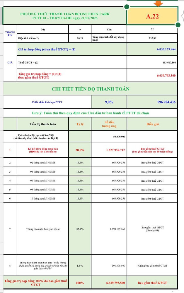 Nhà phố Bcons Eden Park 4 tầng - 237.8m2 dt sử dụng chỉ 6 tỷ 6 đã VAT
