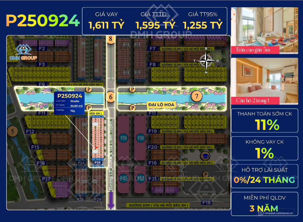 Hơn 500 triệu sở hữu ngay căn Duplex độc quyền toà P25 đẹp nhất dự án, HTLS 0%