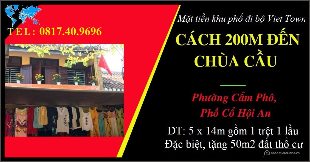 Top nhà phố tiện kinh doanh 5 x 14m trung tâm Phố Cổ Hội An.