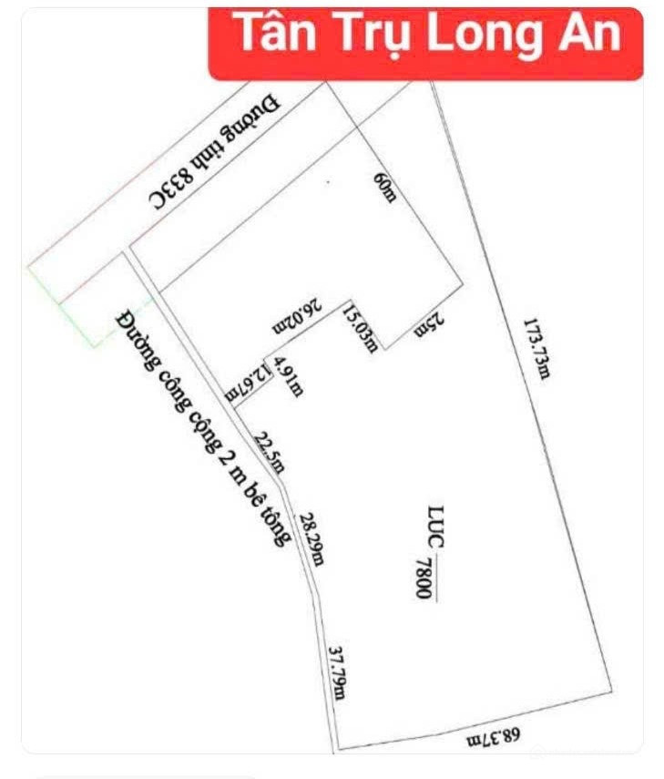 Bán đất 8000m² Tân Trụ, Long An – giá rẻ, diện tích lớn