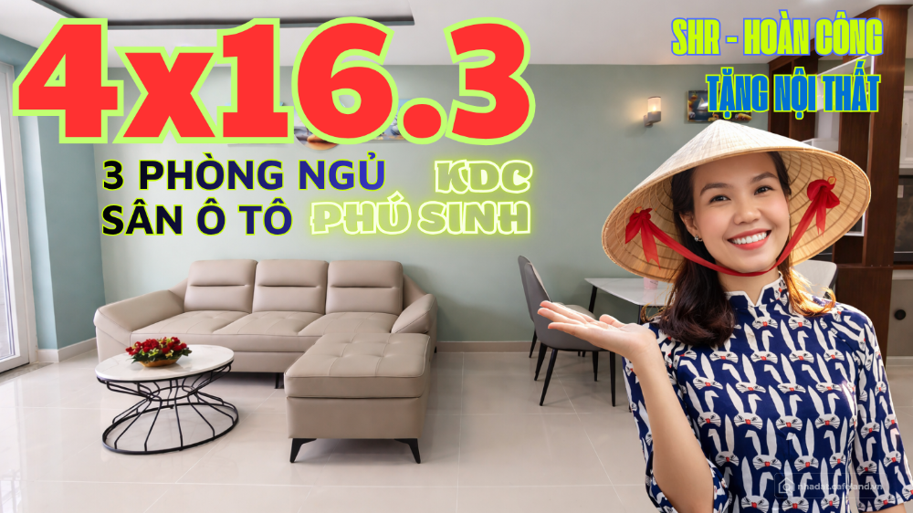 Nhà Sân Ô TÔ | KDC Cát Tường Phú Sinh | 3 Phòng Ngủ | SHR Hoàn Công