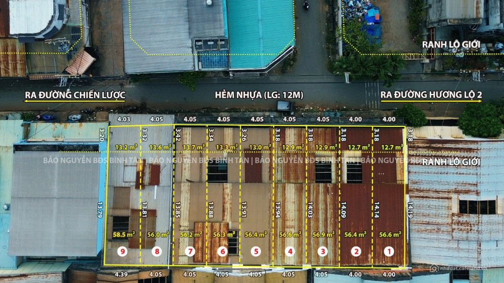 Bán Đất Phân Lô Bình Tân 9 Lô 72m2 Đường Hương Lộ 2 Gần Tên Lửa 5,3 Tỷ