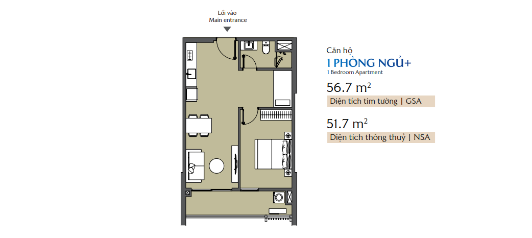 Bán căn hộ B1-17-18 Masteri Cosmo Central 1PN+ diện tích 51.7m2
