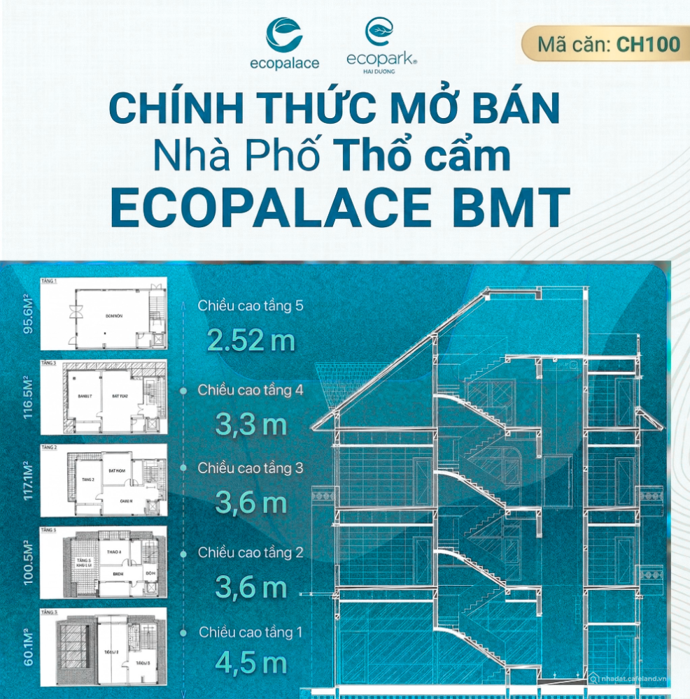 ECOPALACE BUÔN MA THUỘT SHOPHOUSE KỀ GÓC CAM KẾT CHO THUÊ 40 - 45 TRIỆU MỖI THÁN