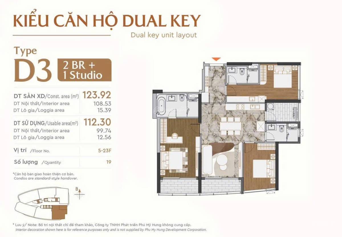 Căn hộ cao cấp The Regency 124m2 view hồ bán nguyệt