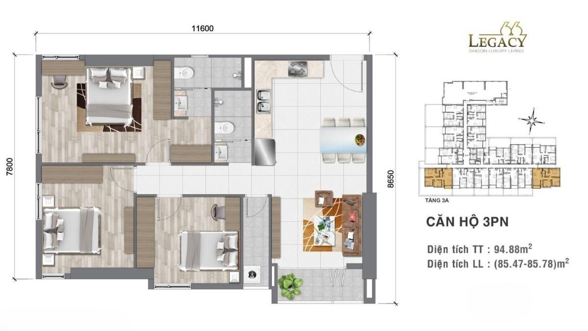 Bán Căn Hộ Legacy 66 53m2 Mặt Tiền Tân Thành Gần Chợ Rẫy Giá 5,3 Tỷ