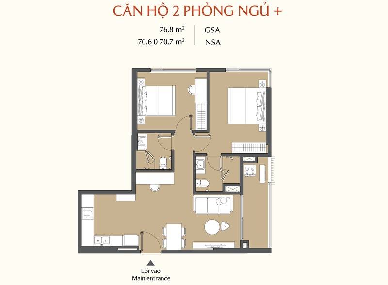 Hướng Tây Bắc tòa B2 - 2PN tầng 11, 80,5m2 - Masteri Park Place CT5 chỉ 8,1 tỷ - chiết khấu 14%