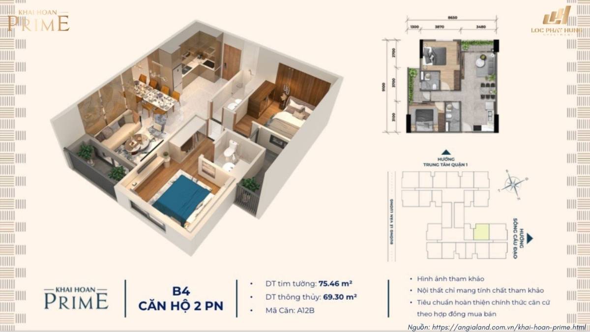Căn 2PN 2WC 66,49m2 4,99 tỷ mua trực tiếp chủ đầu tư