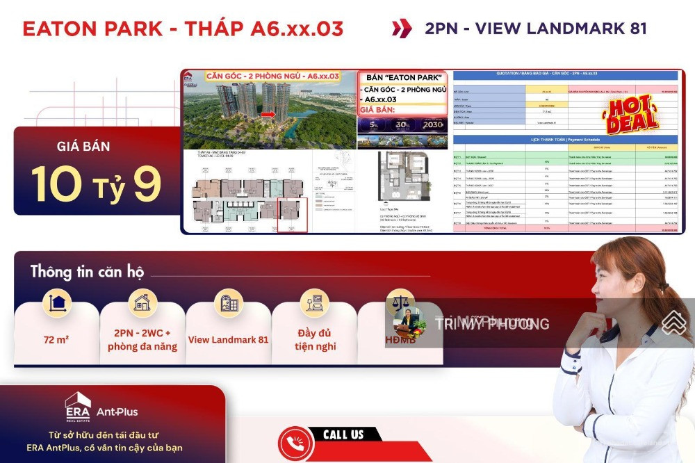Eaton Park - Quận 2 - bán căn Góc - 2PN - view Landmark 81
