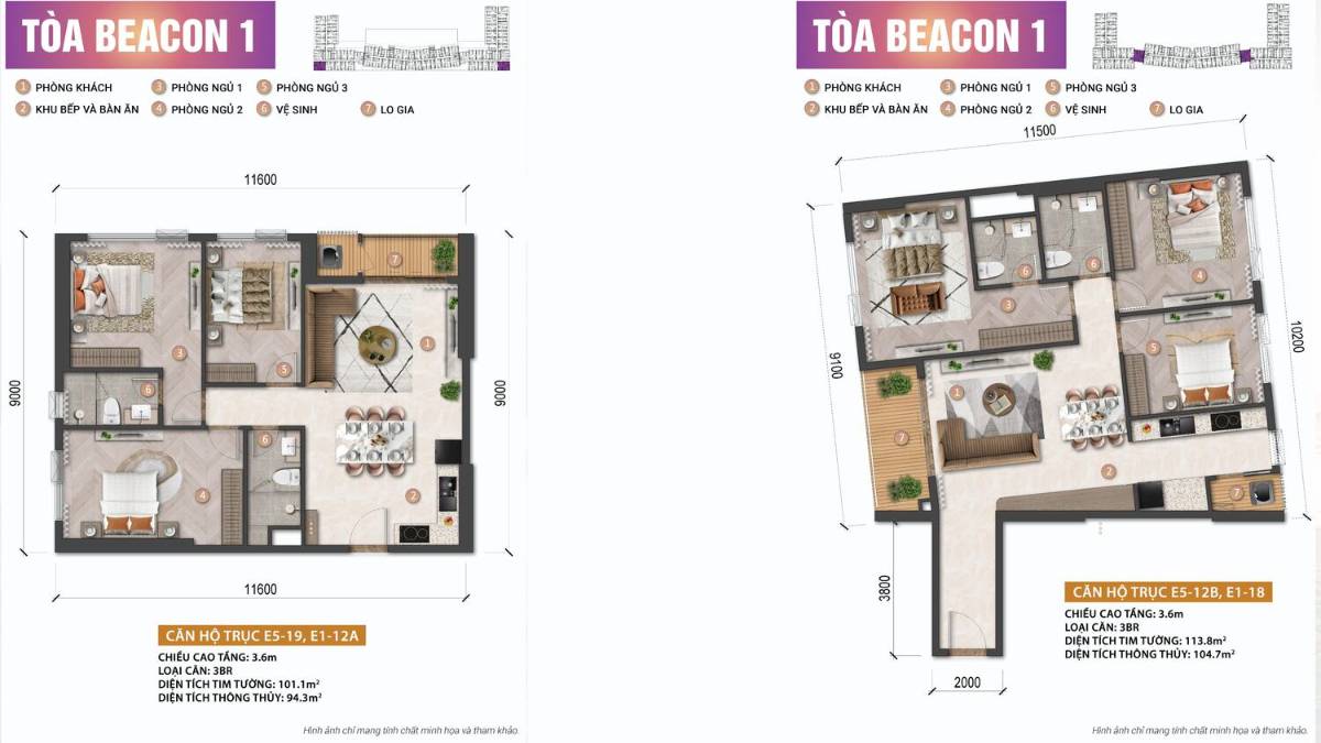 hộ Beacon Tower 59m², phù hợp ở biển và khai thác cho thuê