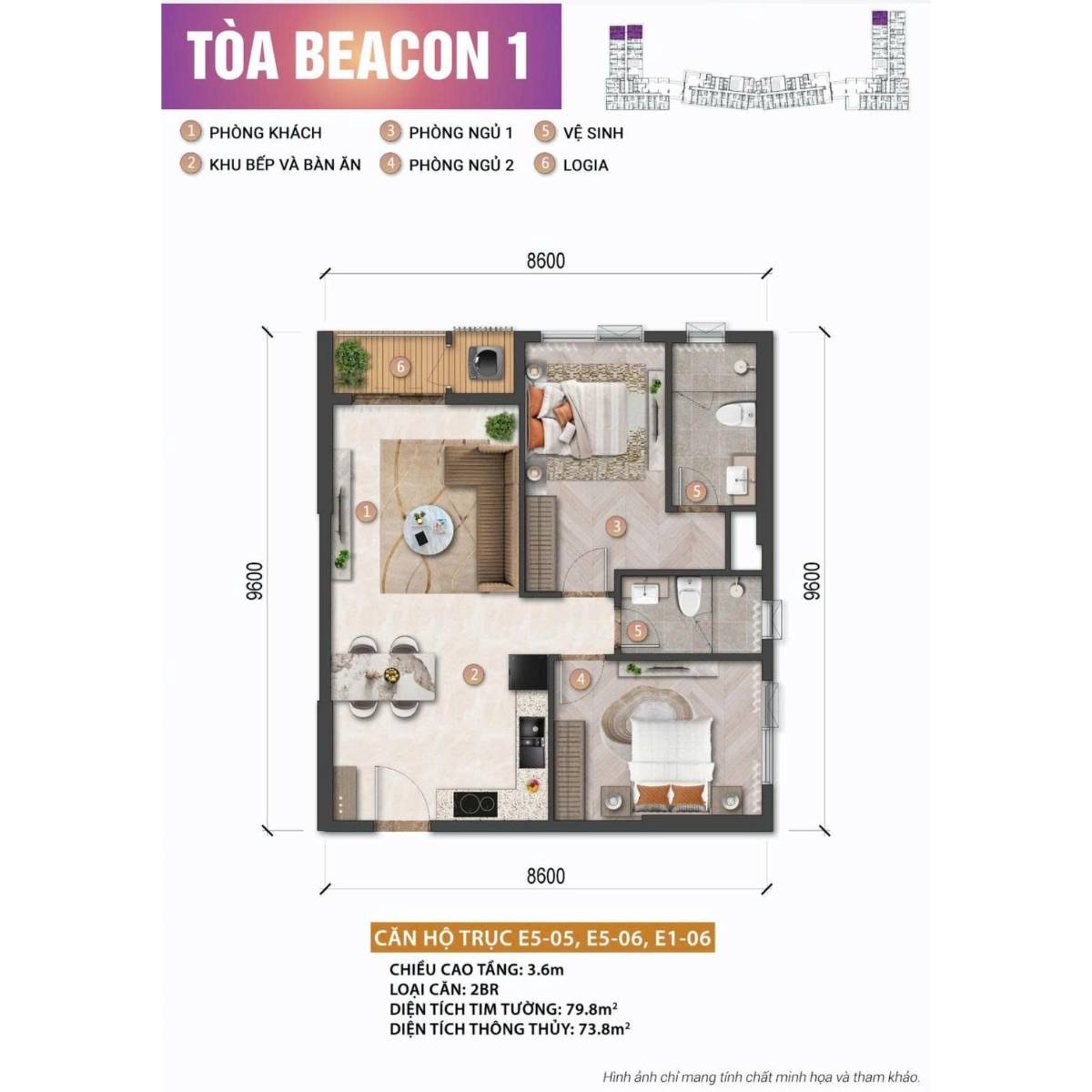 Căn hộ biển Beacon Tower 50m², pháp lý sở hữu lâu dài