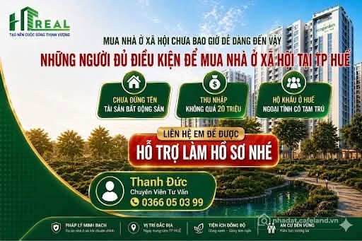 CHỈ CÒN HƠN 200 SUẤT – NHÀ Ở XÃ HỘI ECO GARDEN HUẾ TỪ ~700TR