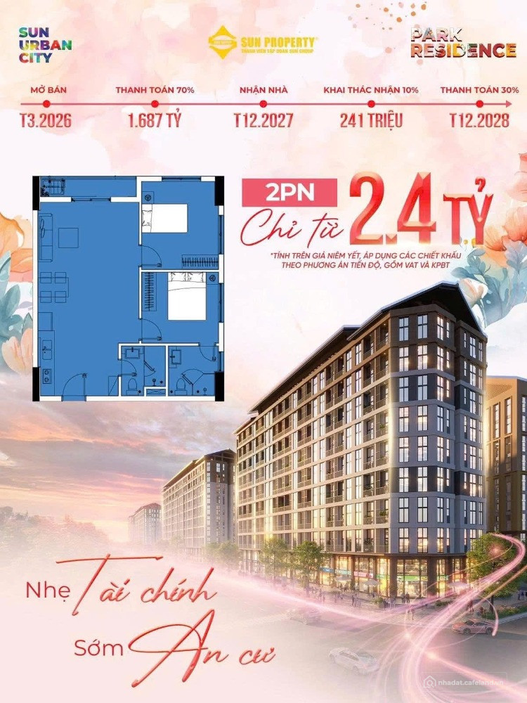 Bán căn góc Sun Urban City Hà Nam thiết kế 4PN - 90m2 - Vốn 700tr - lãi 0% 30th