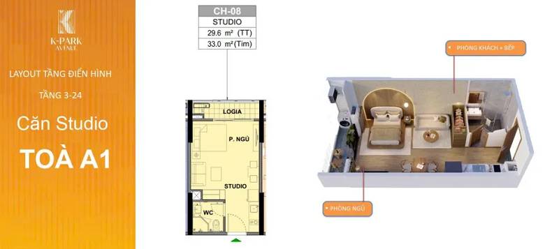 Bán căn hộ 2PN K-Park Avenue Vinhomes Star City - 73m2 view vườn treo k-garden