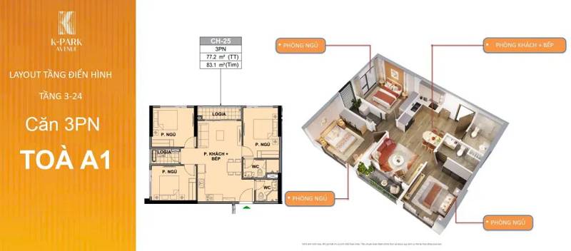 Bán căn hộ 1PN+1 K-Park Avenue Vinhomes Star City - 50m2 view bể bơi nội khu