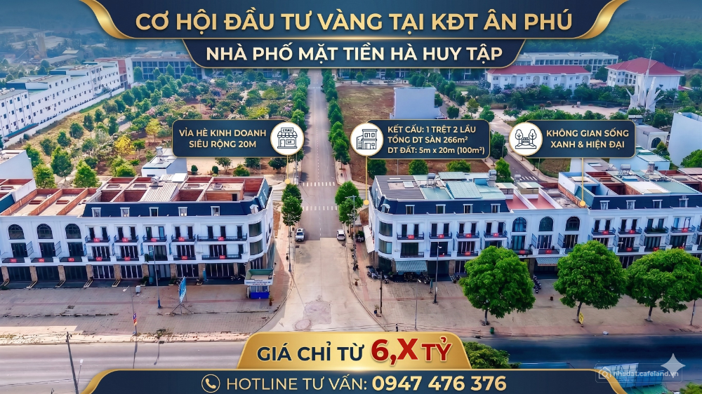 BÁN NHÀ PHỐ MẶT TIỀN HÀ HUY TẬP – KHU ĐÔ THỊ ÂN PHÚ BMT, CHỈ TỪ 6 TỶ HƠN