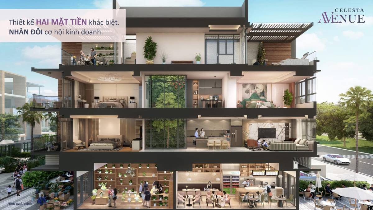 Nhà phố thương mại Celesta Avenue 210m2 giá 40 tỷ, 6PN vị trí đẹp