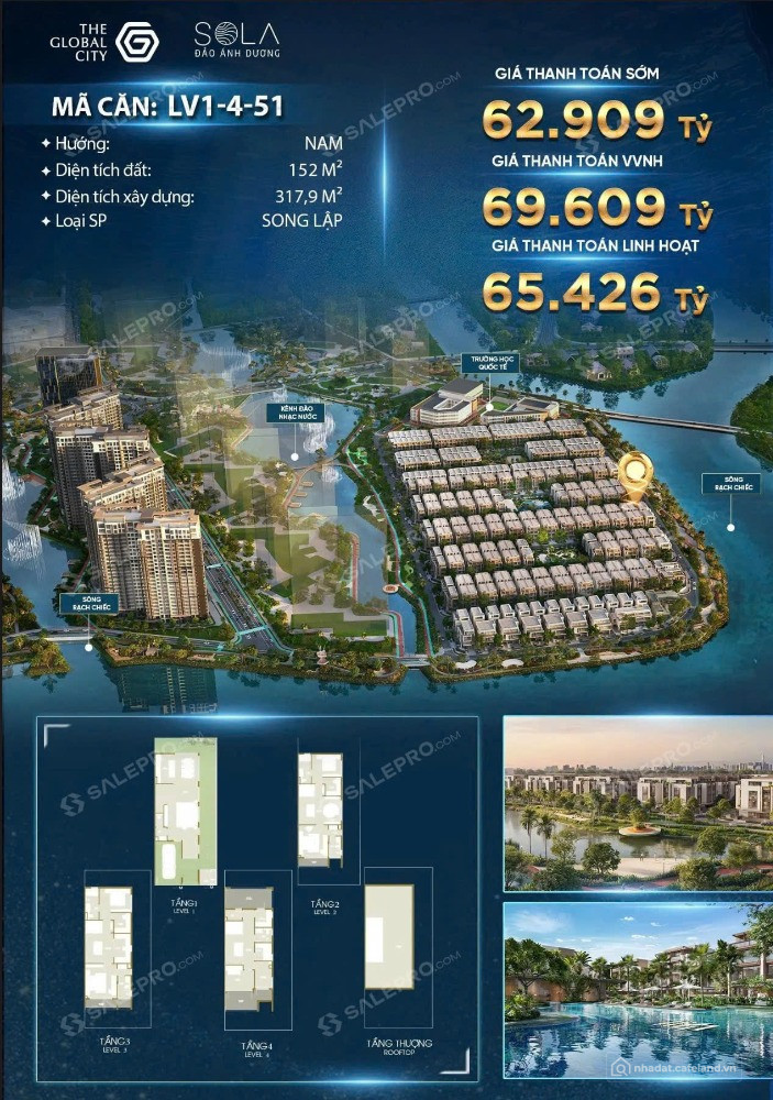 DUY NHẤT 1 CĂN SONG LẬP KẾ GÓC SÁT SÔNG HƯỚNG NAM THE GLOBAL CITY
