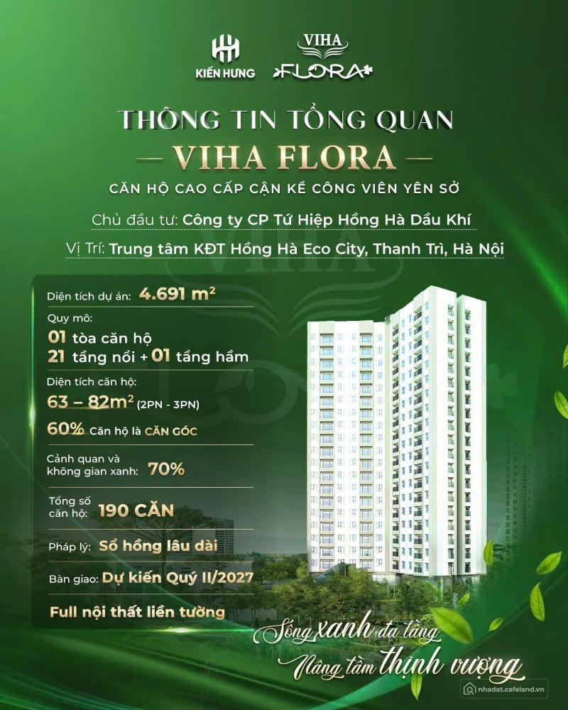 căn hộ 2PN2WC - Hồng Hà Eco City - Quỹ căn đợt 1 - HTLS 18 tháng