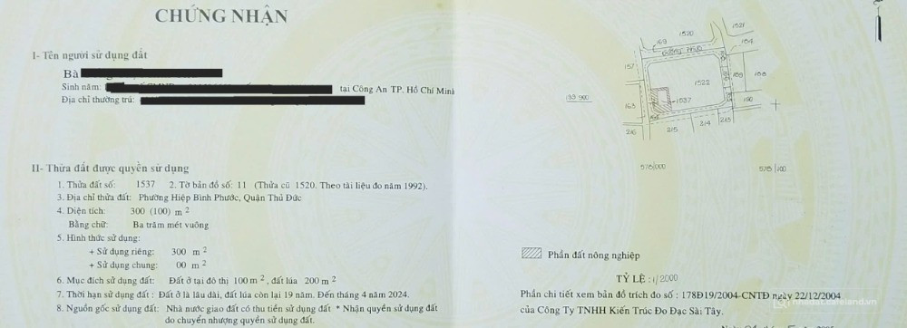 Đất bán Hiệp Bình Phước, TP. Thủ Đức (P. Hiệp Bình mới)
