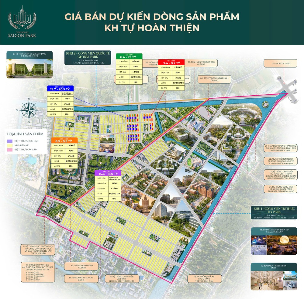 3 Phân Khu Mở Bán Đầu Tiên của Dự án Vinhomes Hóc Môn