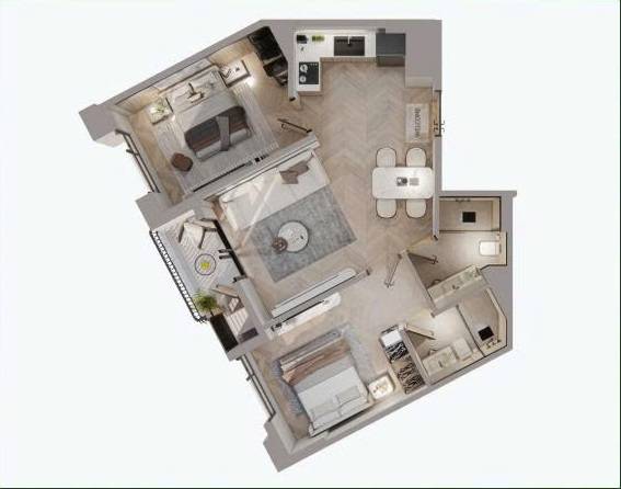 Căn 34,8m² tầng 10 The Interone giá 2,65 tỷ, 1PN nội thất đầy đủ