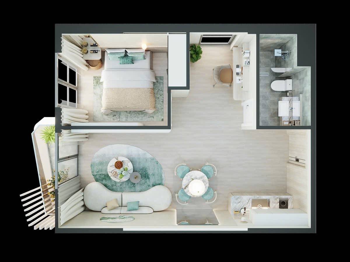 Bán suất ngoại giao căn 1PN thiết kế hiện đại tại Meypearl Harmony diện tích 44.0m2