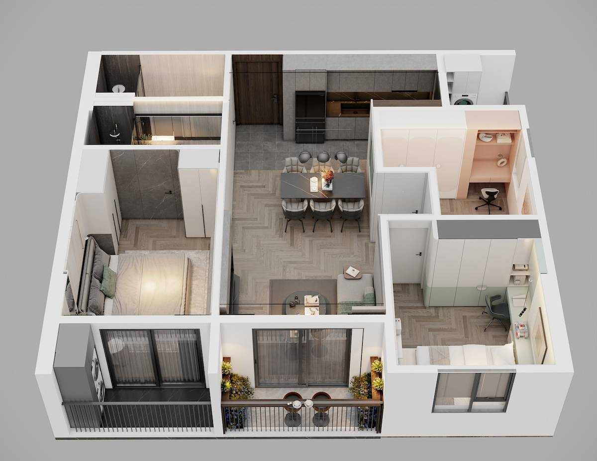 Căn hộ E1-A.0518 62.3m2 2PN dự án Ecohome Hòa Hiệp tầng 05 giá tốt