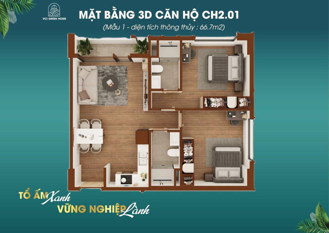 🌟 SIÊU PHẨM CĂN GÓC 66.7m2 2PN 2VS tại VCI Green Home - Không gian sống bừng sáng, ban công Đông Bắc cực chill