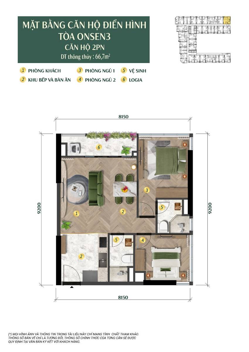 Căn Studio Onsen 3 view pháo hoa tuyệt đẹp diện tích 34.4m2 giá 2.75 tỷ Charmora City.