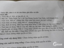 Bán nhanh 446m2 đất xã Vạn Hưng 2tr/m2 ( Bắc Vân Phong )