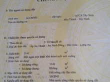 Bán 1.400m2(25x65) đất tại xã An Ninh Đông. Có 202m2 thổ + 1.141m2 Vườn. 18 tỷ