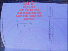Lô đất diện tích 3500m2 có 80m mặt đường giá 1ty5