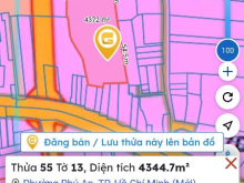 Bán đất 1350m thổ cư TPTDM Bình Dương mặt tiền đường lớn 14tr=m2