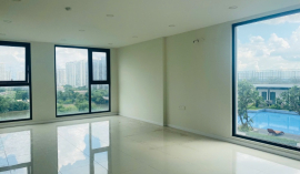 Cho thuê Officetel nhà trống căn góc view hồ bơi + sông, tầng cao